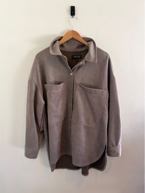 Truth by Republic Taupe Faux Suede Oversized Shacket Size Large